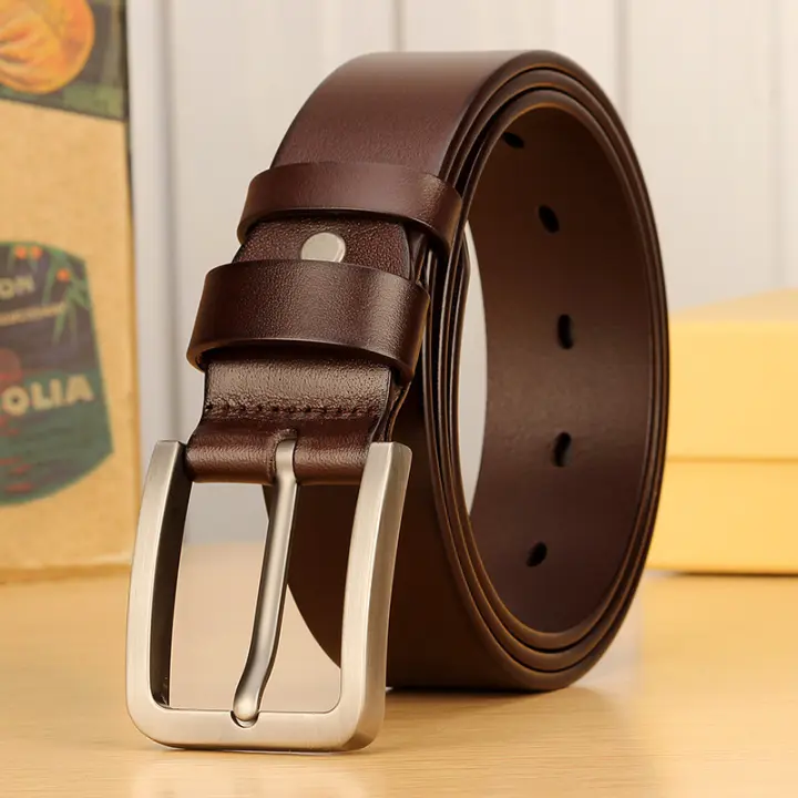 Cinturón con hebilla de Pin de aleación de PU para hombre, cinturones de ocio de negocios, cinturones negros de invierno para hombre - 1