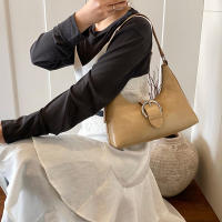Bolso de hombro en forma de media luna, bolso hobo de piel sintética, bolso de mano de color sólido con cierre de cremallera, forro de poliéster, limpieza en seco profesional o lavado a mano, para mujer - details 5