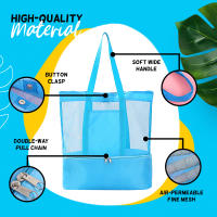 Oversized Mesh Beach Tote Bag Lightweight And Large Capacity For Drinks Snacks Or Picnic Lunches - details 6