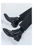 2023 nuevos zapatos de cuero antideslizantes con cordones altos de negocios a la moda para hombres - details 9