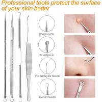 Kit de Extractor de espinillas profesional, herramientas de acero inoxidable para eliminar espinillas y acné, 12 unidades - details 2