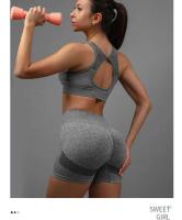 Conjunto de 2 uds de Yoga para mujer, sujetador con espalda hueca + pantalones cortos deportivos para levantamiento de cadera, conjunto de gimnasio sin costuras, ropa deportiva, chándal - details 26