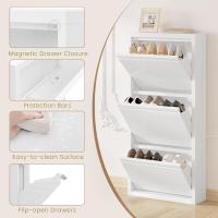 3 Cajones Abatibles Mueble Recibidor Organizador para Zapatos Estrecho Metal Ahorro Espacio Blanco 50x15x106 cm - details 4