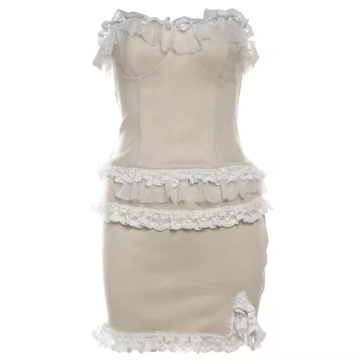 BUNO-Conjunto de 2 piezas de Patchwork de encaje de Nibber para mujer, traje de tendencia - 1