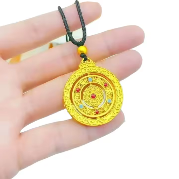 Vietnam arena oro giratorio gota pegamento ocho tesoros brújula hombres y mujeres suéter cadena método antiguo disco colgante - 1