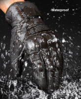 Guantes de cuero Real para motocicleta, impermeables, a prueba de viento, cálidos, transpirables, táctiles, para invierno y verano - details 5