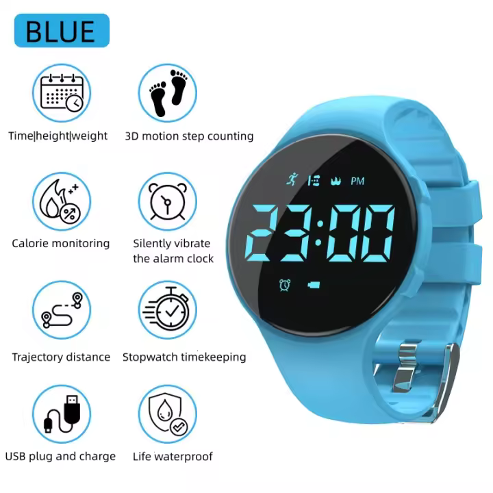 Reloj inteligente con podómetro, dispositivo con alarma y vibración silenciosa, resistente al agua, Brac - 1