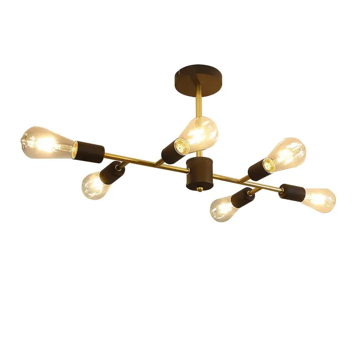 CBJKTX Lámpara de Techo Lámpara Vintage 6 Bombillas E27 Lámpara Industrial Dormitorio Lámpara Retro para Sala Comedor Pasillo Restaurante - 1