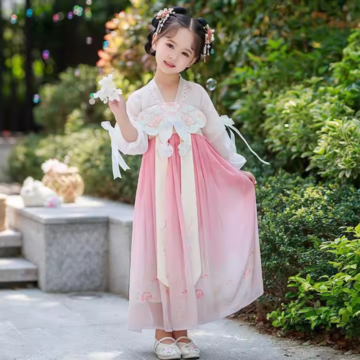 Hanfu-vestido de princesa china para niña, bordado súper inmortal, conjunto de verano de estilo Tang para primavera y otoño - 1
