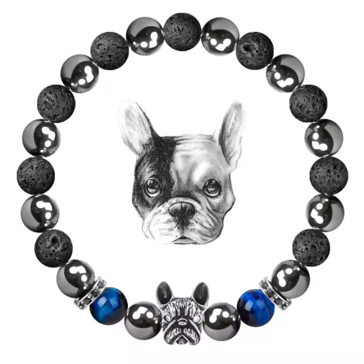 Pulsera de Piedra Volcánica Regalo Perfecto para Vacaciones de Hombres Estilo Fado Negro Imán - 1