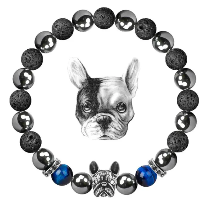 Pulsera de Piedra Volcánica Regalo Perfecto para Vacaciones de Hombres Estilo Fado Negro Imán - 1
