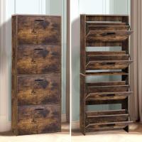 Mueble zapatero de 12 pares - Estantería de gran capacidad para vestíbulo o pasillo - (ancho) 60 x (profundidad) 24 x (alto) 80 cm - Madera clara blanca - details 163