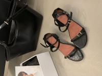 Nicho francés tacones altos sandalias simples de punta abierta zapatos de mujer nuevo tacón grueso con falda zapatos romanos - details 8