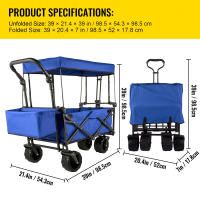 SucceBuy Carro plegable, carrito de jardín plegable con sombra, utilidad de playa, carro plegable portátil para playa, jardín, deportes - details 2