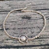 UNOde50-Collar de perlas de media luna para mujer, collar de plata pulida irregular - details 0