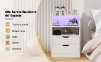 Rcynview Mesa de Noche de Madera Rectángula, Profundidad de 35cm, Ancho de 45cm, 2 Cajones, 2 Puertos USB, Ensamblaje Requerido - details 1