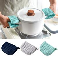 Guantes de silicona resistentes al calor, manoplas antideslizantes para horno, cocina, antiquemaduras, Clip de mano, bandeja, plato, tazón, soporte, aislamiento para hornear - details 2