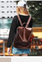 Mochila Vintage de cuero antirrobo para mujer, bolso de hombro de ocio de alta calidad, a la moda - details 1