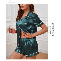 Conjunto De Pijamas De Seda Y Satén Para Mujer Verano Con Cuello Redondo Y Shorts 2 Piezas Dormitorio Elegante Pijama De Noche - details 24