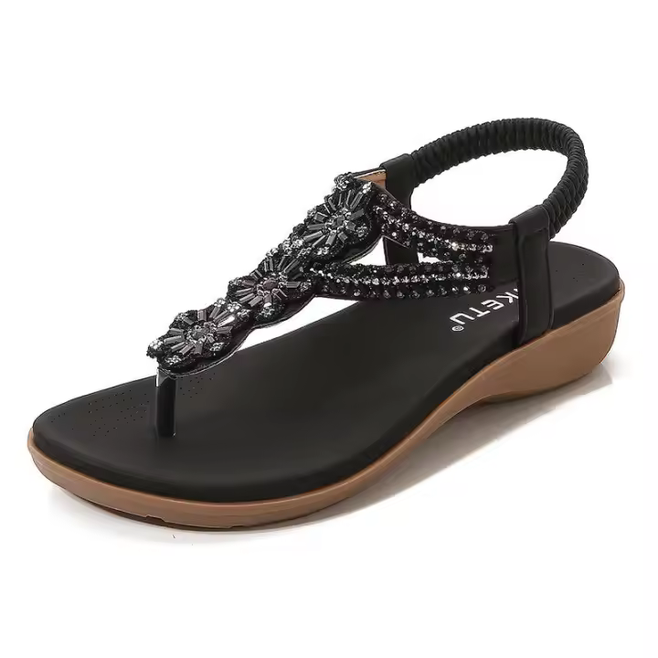 Novedad de verano, sandalia suave y cómoda con cuentas de diamantes de imitación para mujer - 1