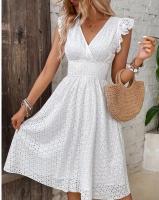 Vestido elegante de verano multicolor con mangas de hoja de loto - details 2