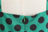 Vestido midi retro de fiesta con estampado de lunares, tirantes finos y cinturón para mujer - details 29