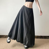 BUNO-Falda larga informal de Color liso para mujer, Falda acampanada elástica de cintura alta coreana, moda de verano, 2025 - details 16