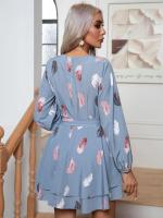 Vestido corto de manga larga con cordones para mujer, minivestido Vintage elástico, elegante y bonito, de lujo, promoción - details 12