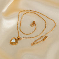 Colgante de corazón de concha blanca vintage francesa de acero inoxidable, cadena de clavícula de amor de temperamento, collar de mujer - details 6