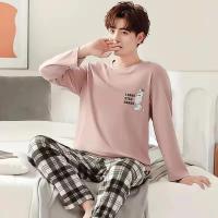 Conjunto de Pijama para Hombres Primavera-Otoño 2 Piezas Suaves de Manga Larga Ropa de Casa Casual - details 6