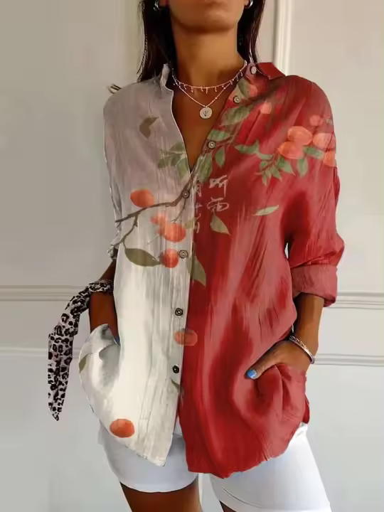 Camisa Slim Fit con Botones y Solapa Mujer, Diseño de Diseñador 3D, Suave, Cómoda, Informal, para Fiesta al Aire Libre - 1