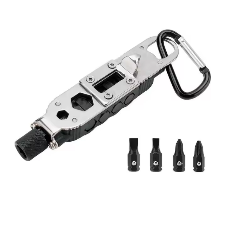 Mini destornillador multifuncional para exteriores EDC, forma de llavero, herramienta de reparación de acero portátil - 1