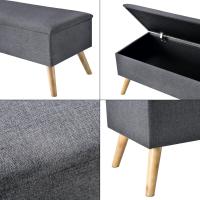 Pie Tapizado Banqueta con Almacenamiento Asiento Abatible hasta 150 kg MDF/Poliéster Patas de Madera 79 x 40 x 40 cm Gris Oscuro - details 6