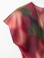 TRAFZA-Vestido largo con estampado para mujer, prenda de manga corta con cuello redondo y botones en la espalda, elegante y ajustado, para verano - details 20
