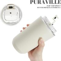 Taza Tumbler Termo de Acero Inoxidable Blanco Lechoso Botella de Agua Aislada para Viajes - details 3