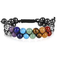 Pulsera de Yoga Vintage India Doble Capa de 7 Akas Mujeres Hombres Joyería de Sanación de Piedras Lava - details 2
