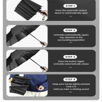 Paraguas totalmente automático con pegamento negro de 12 huesos, con quilla gruesa y duradera, paraguas triple, paraguas plegable resistente a los rayos UV - details 5