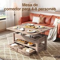 Centro Elevable, Mesa de Salón con Cajón y Compartimento Oculto, Mesas Elevables Modernas Convertibles en Comedor, 100 x 50 cm, Blanco - details 12
