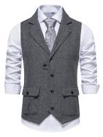 Chaleco elegante en espiga para hombre, para banquetes de negocios y bodas, chaleco informal elegante y cómodo para hombre - details 14