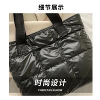 Moda señoras Tote bolsos de gran capacidad de algodón acolchado bolsa de compras rombo bolso portátil acolchado sólido para viajes de ocio - details 1