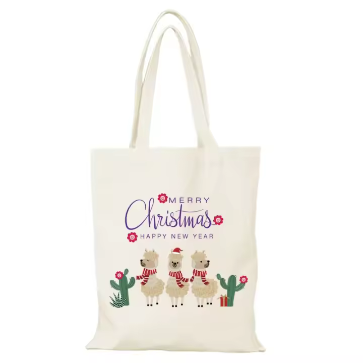Bolsos de señora de dibujos animados, regalos de Navidad, bolso de hombro para mujer, bolso de mano a la moda para hombre, bolsos nuevos, compras ecológicas, compras, tela de playa, lona - 1