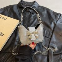 Bolso informal de piel sintética con hebilla y lazo para mujer, bolso de mano de Color sólido, bolso de cubo plateado, Mini bolso cruzado, bolso de hombro para mujer y niño - details 9