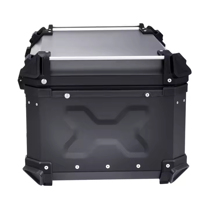 SucceBuy Maleta superior para motocicleta, caja trasera universal de aleación de aluminio con forro de cuero, apta para el 99% de los marcos de motocicletas - 1