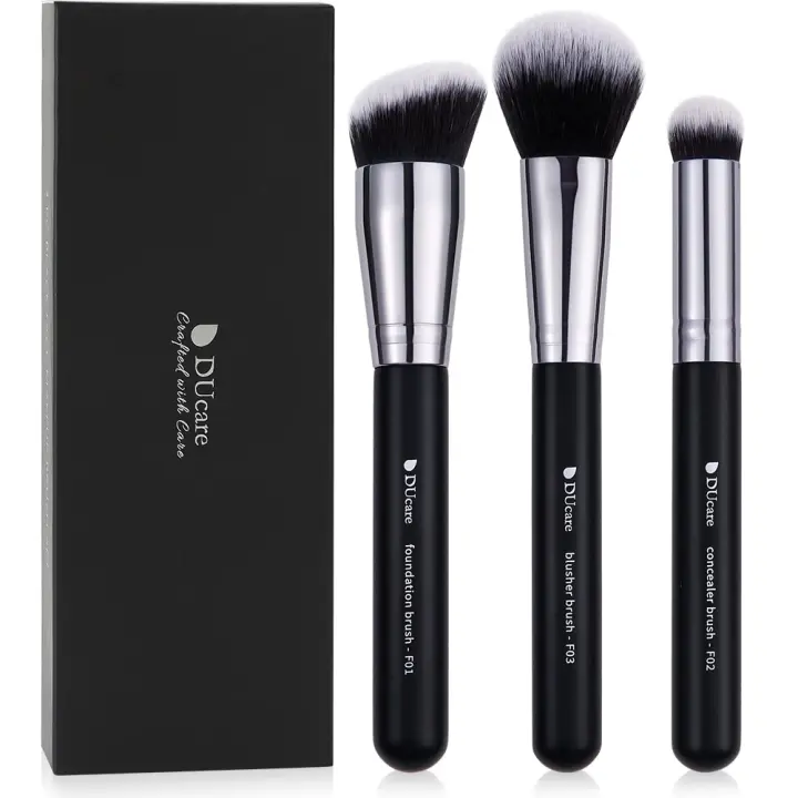 DUcare-brochas de maquillaje de 3 piezas, pincel de contorno para base de maquillaje, corrector, colorete, Kabuki - 1