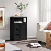 Armario de Baño de Madera Ajustable con Cajón y Estante Diseño de Doble Puerta para Sala de Estar Entrada Blanca Almacenamiento de Cocina Multiusos - details 11