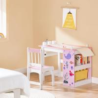 Juego de mesa infantil y 2 sillas de madera, organizador de juguetes multifuncional con 8 cestas y 1 compartimento, 87 x 50 x 50 cm - details 19