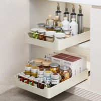 Estante de almacenamiento de cocina con rieles deslizantes, bandeja extraíble tipo cajón de cocina, caja de especias, organizador de armarios, nuevo - details 2
