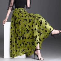 Falda informal elegante que combina con todo para mujer, falda acampanada de oficina de tendencia de verano para mujer, Falda plisada de lunares de malla dulce con cintura alta elástica - details 7