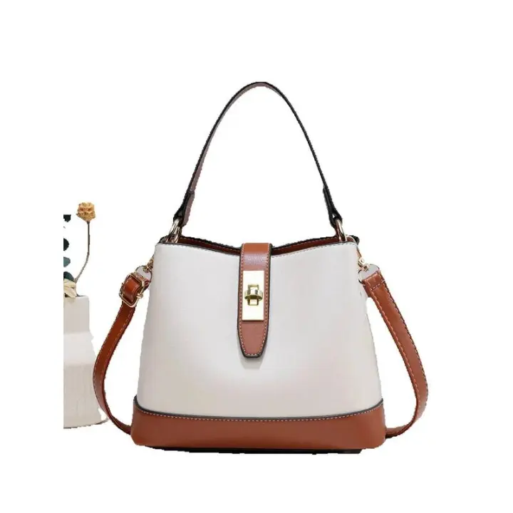 Mochila de lujo Leten Diseño plaitado contrastante Bolso casual sencillo - 1