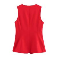 Top de Tanque Versátil Casual de Verano Cuello Redondo, Camisa Simple, Material de Poliéster, Hecho en China - details 2